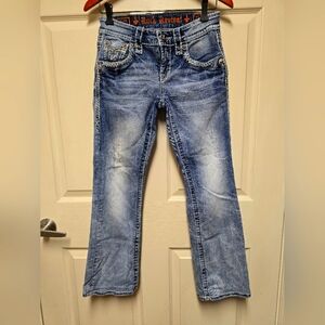 Rock Revival Norma Slim Boot Jeans Men’s 27 Light Wash Distressed E8973BML